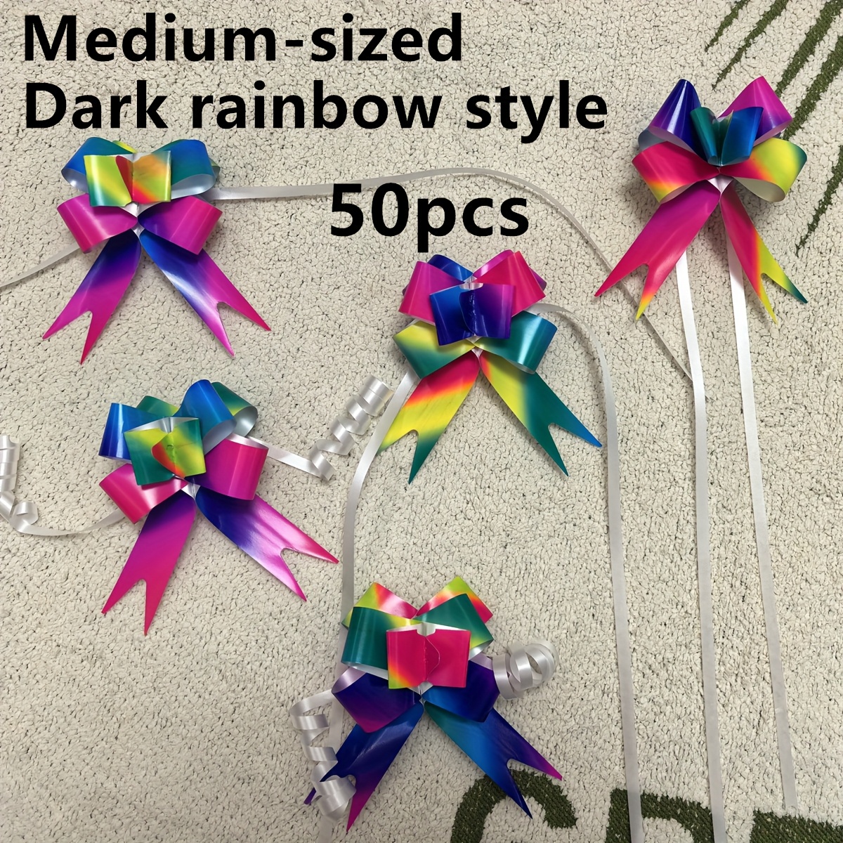 Image of 50pcs Multicolor Ribbon Bows | Large And Medium Size, Ideal For Gift Wrapping, Basket Decor, Birthday, Holiday, Office, Wedding, Party Decorations, Perfect For Mother's Day And Christmas