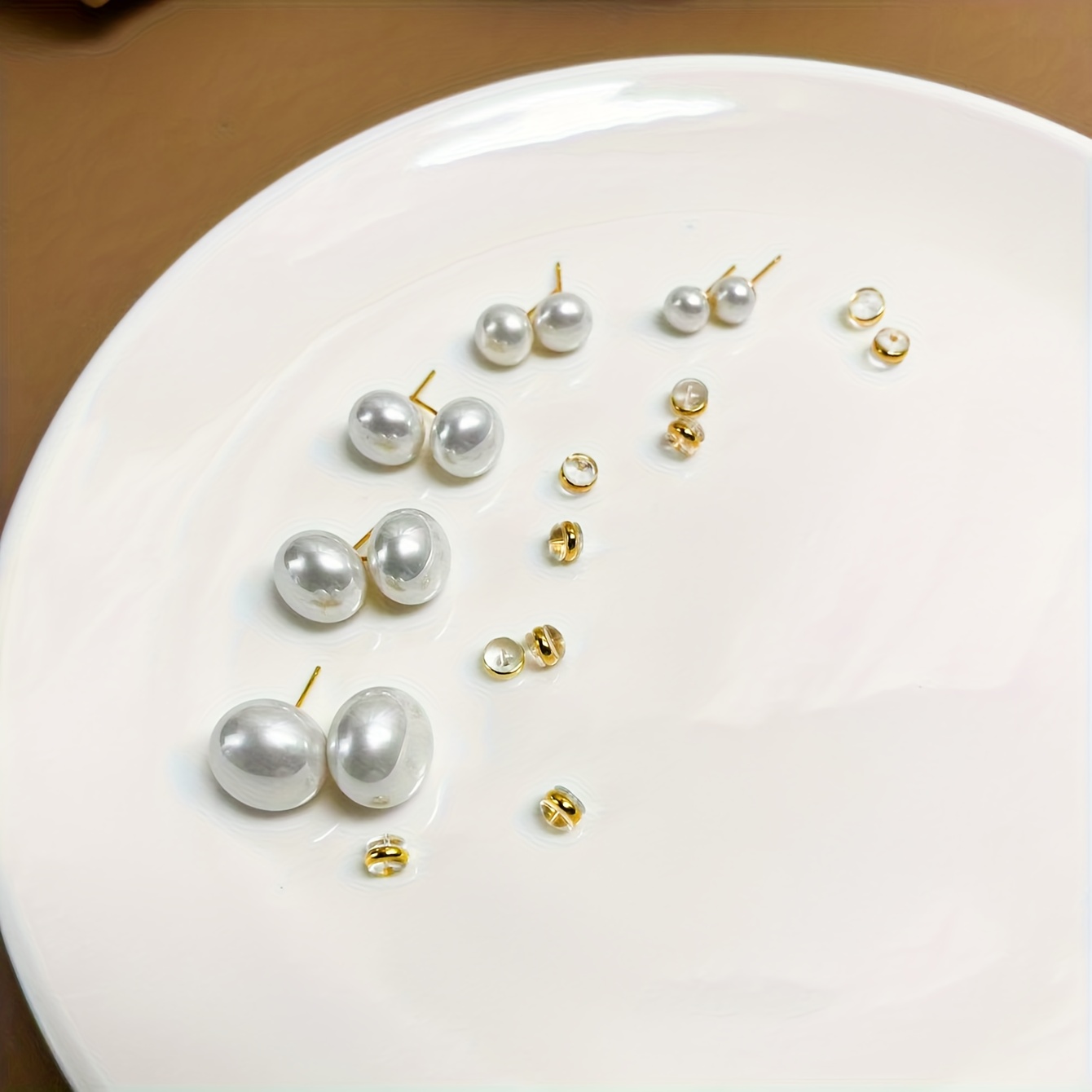 Image of New 5-pairs Of Milky Bead Earrings, High-quality Jewelry, Upgraded Versatile Earrings, Premium Decorative Earrings, Suitable For Daily Wear, Accessories, Perfect Gift For , , And