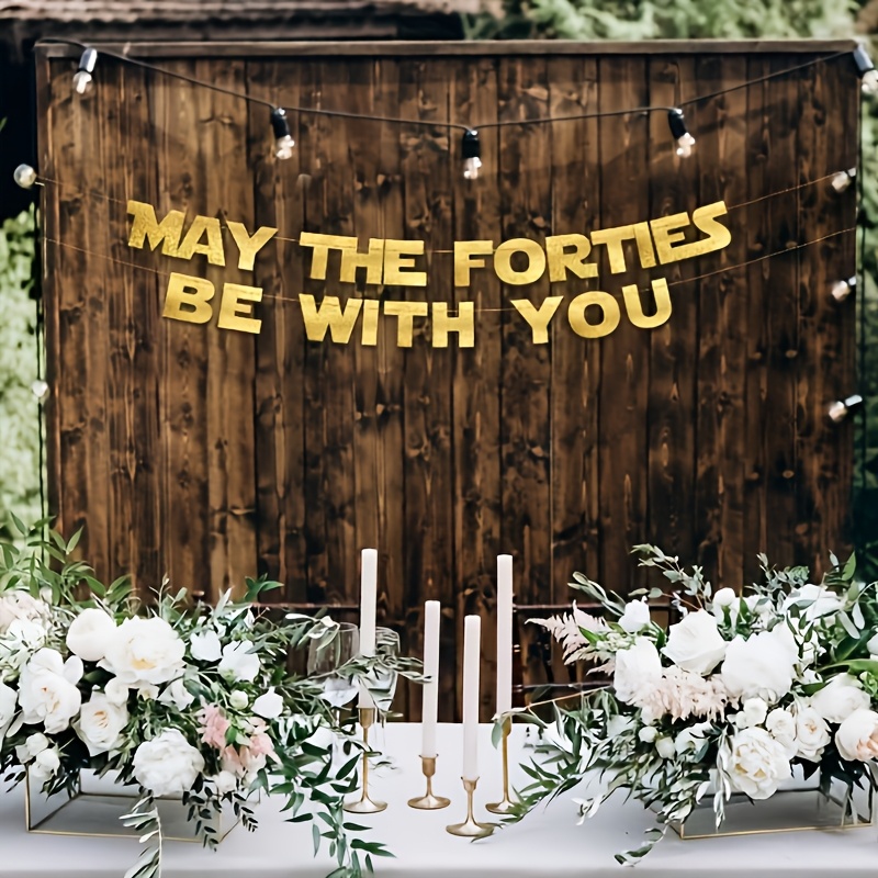 Image of May The Banner - 40th Birthday Party Decorations With Golden Glitter 40 Numbers - 40th Wedding Anniversary & Party Supplies Suitable For Birthdays, Weddings, Showers