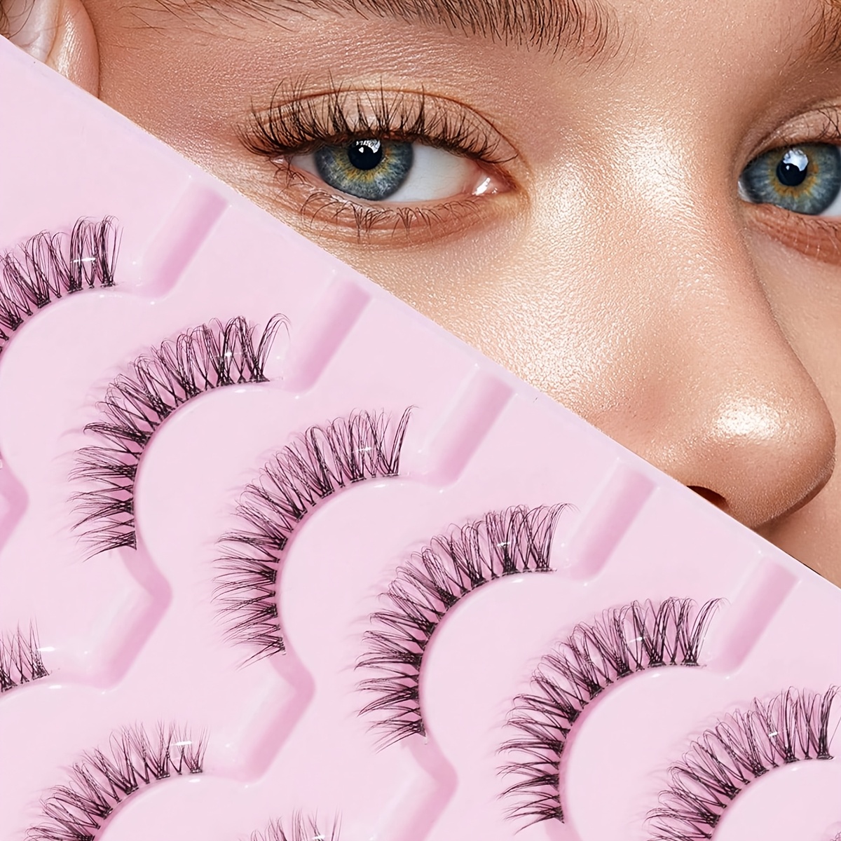 7 Pairs Of Transparent 3d Cat-eye False Eyelashes, Long, Fluffy, And Short False Lashes Zhzd-006d