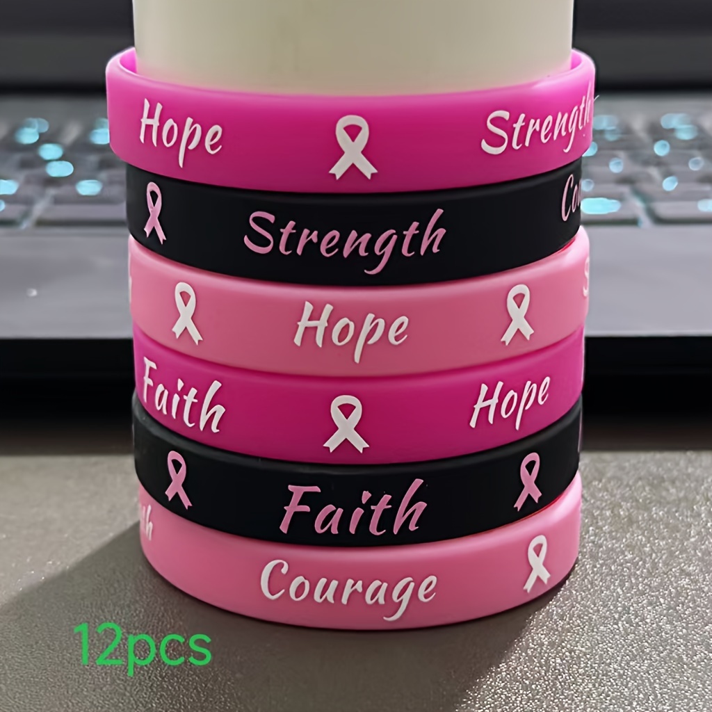 

12pcs Silicone Wristbands For Awareness, Support Bands With Inspirational Messages - No Plating, Zirconia Daily Wear Accessories For All Seasons