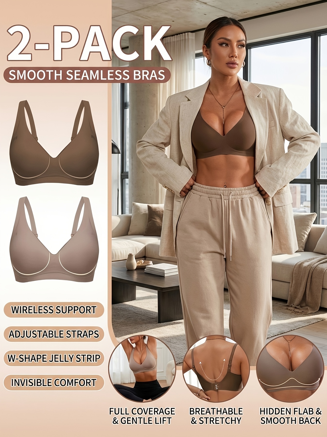 2er-pack, hochwertiger jelly-klebstoff im minimalistischen stil - mit verstellbaren knöpfen / sport-bh / alltags-bh / neuheit-bh / yoga-bekleidung - bh / fitnessbekleidung - bh / outdoor-sport / sport-bh / damen-hüftgürtel / damenmode-westen / unterwäsche-hüftgürtel