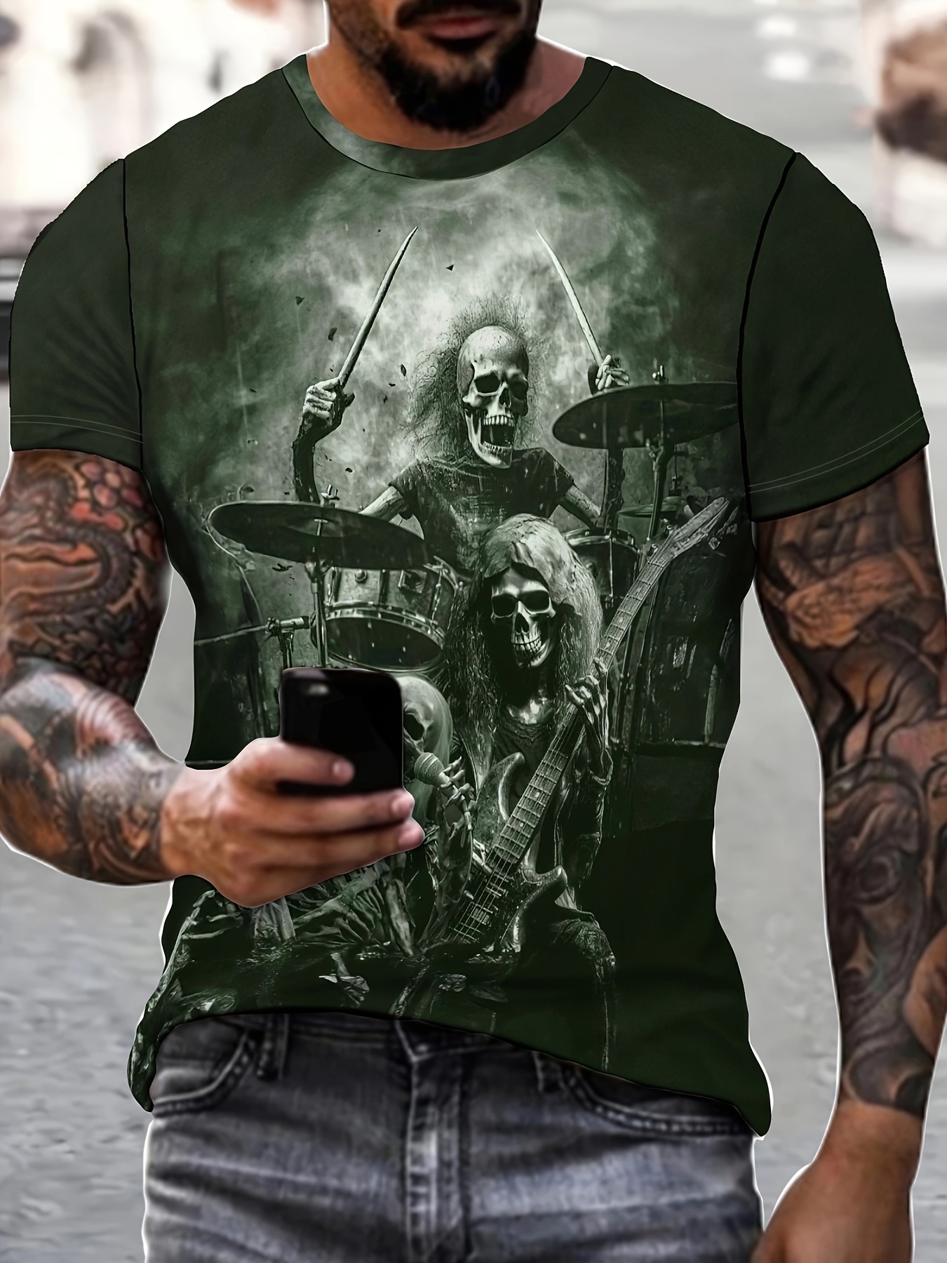 Mens Retro Rock Band Tshirts Men Graphic T Shirts Funny Mens T