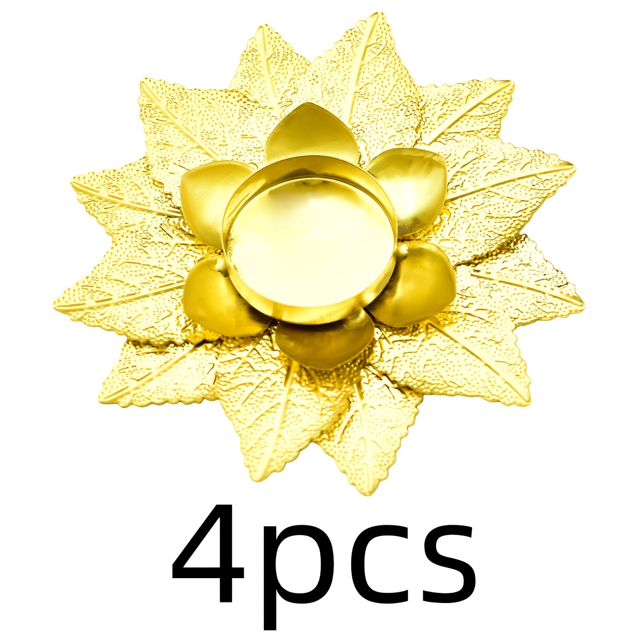 TEMU 4pcs Elegant Golden For Lotus Holders Suitable For Decor, Table Centerpiece With & Brushed, Compatible For, Tea, For Use In, Office, Wedding,