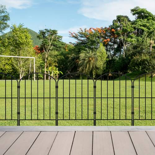 arched fence black metal fence 10pcs per set decorative yard garden fence barrier for plants and animals suitable for garden yard patio and balcony decoration