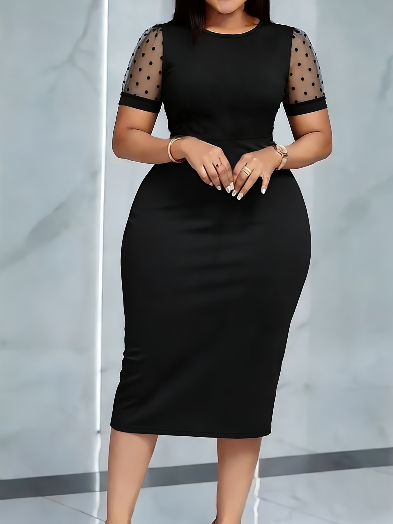 how did black people dress in the 80s Women's Black Midi Dress Long Sleeve main image 0