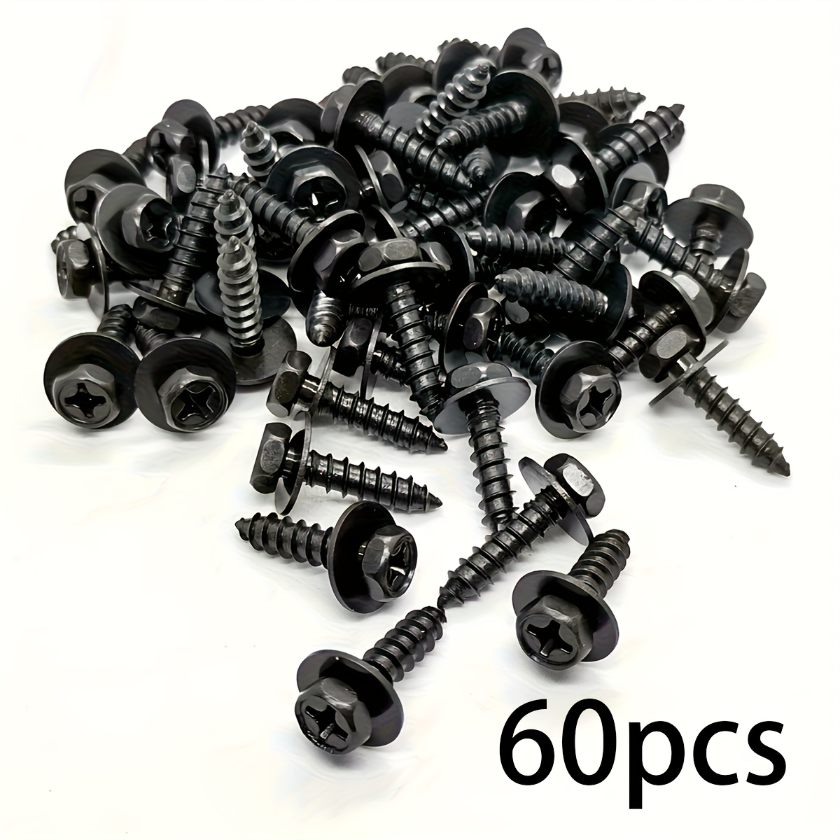 60pcs Car Underbody Protection Plate Self-tapping Screws, Car Mud Flap Self-tapping Screws And Washer Self-tapping Screws