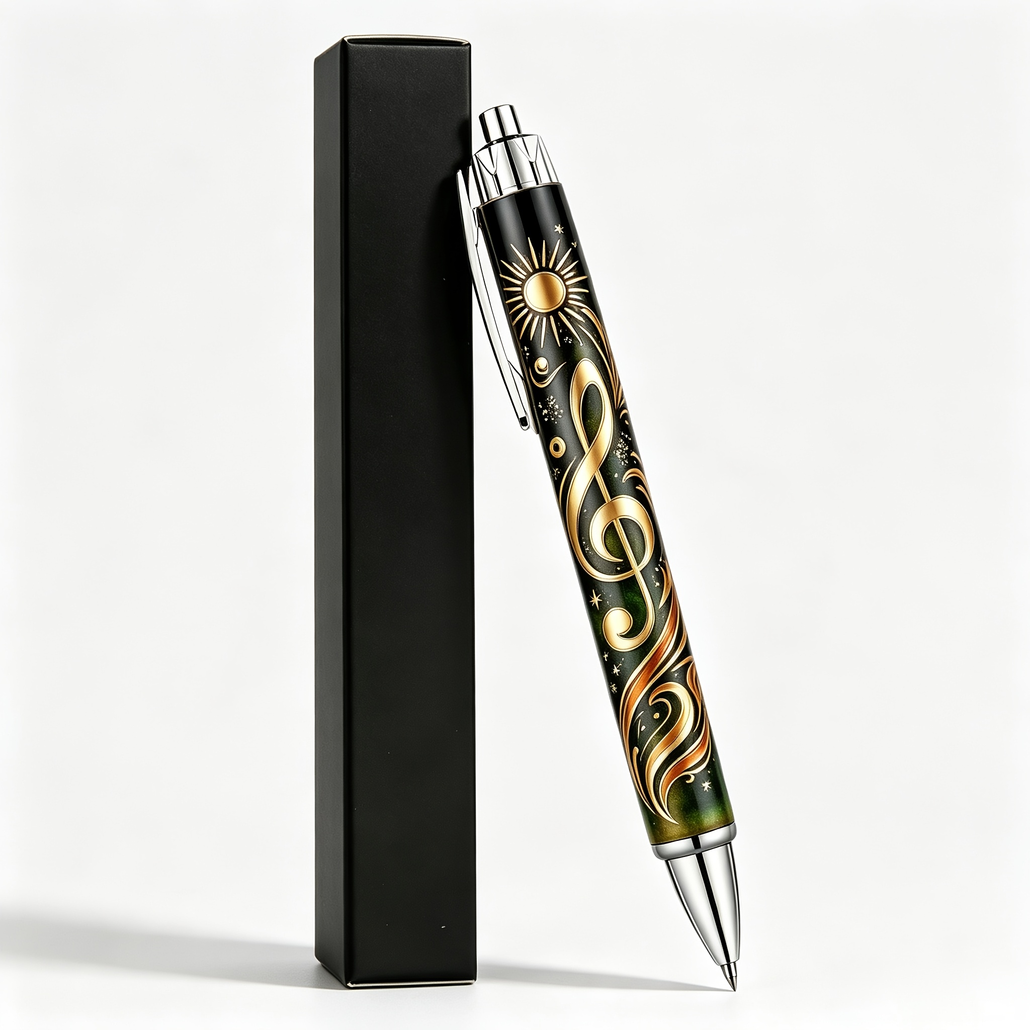 TEMU 1pc Music Themed Retractable Ballpoint Pen, Elegant Minimalist Musical , Hd Printed, Smooth Ink, Ideal School & Office Stationery Perfect