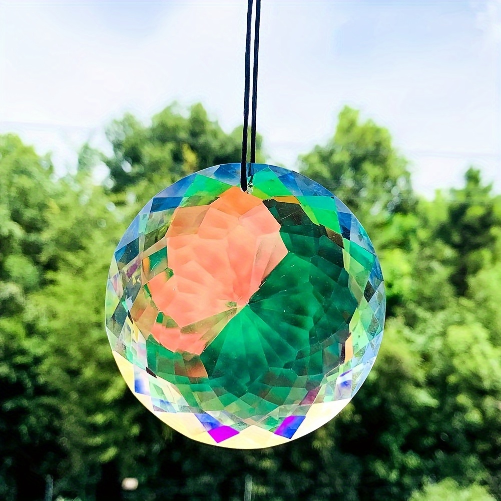 

75mm Ab Color Mandala Suncatcher Crystal Prisms Aurora Chandelier Parts Glass Faceted Lucky Rainbow Maker Crystal Hanging Pendant Home Garden Window Decor