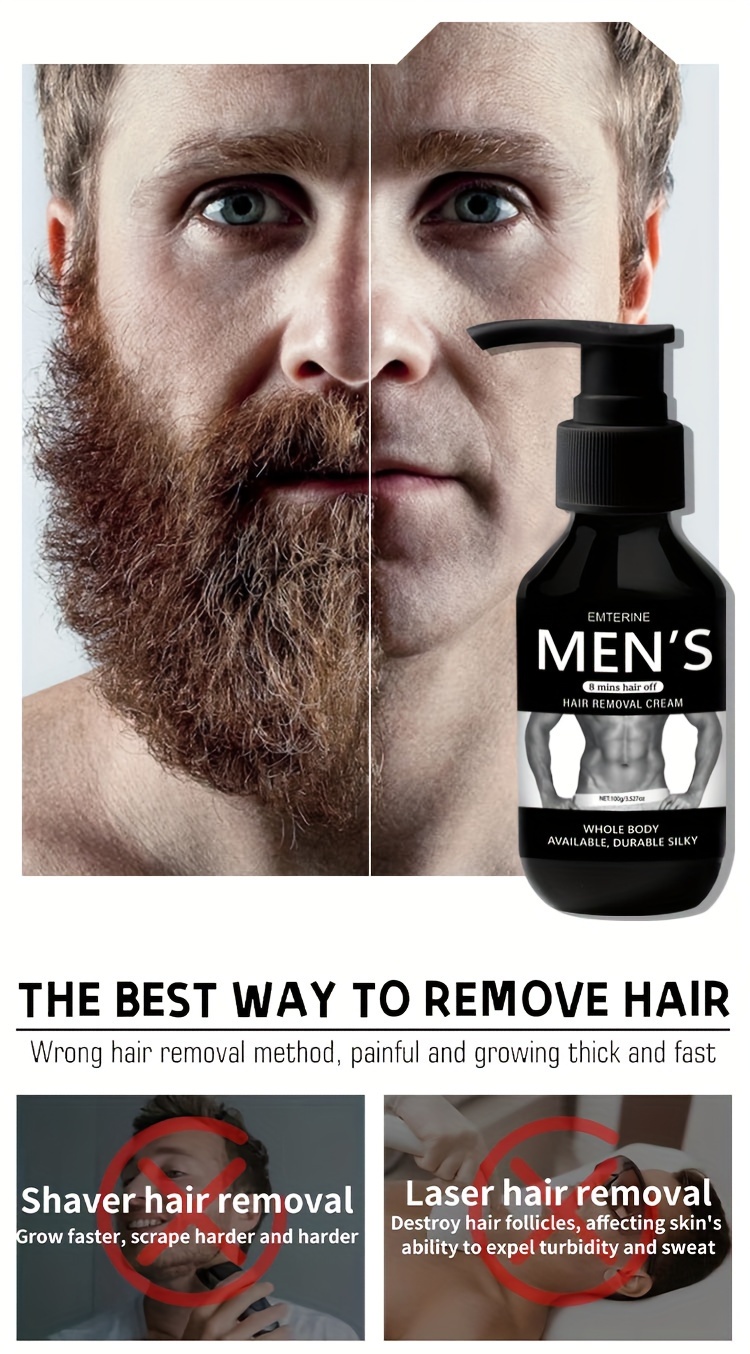 3.53oz Men's Hair Removal Cream, Painless Quickaction Whole Body