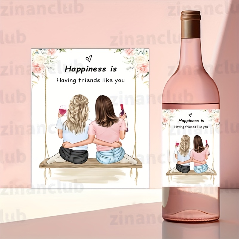 2/3pcs Grape Wine Bottle Stickers, 4.7 X 3.9 Inches Personalized For Best Friend Theme Label, Perfect For Birthday Parties And Celebrations, Ideal Gift For And Girlfriends