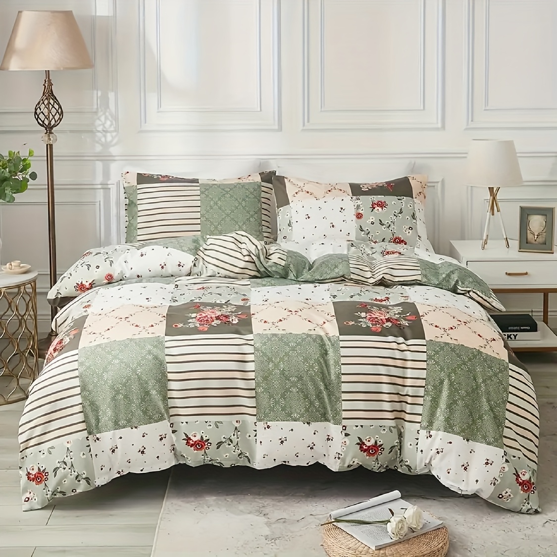 TEMU 2/3pcs Spring And Summer Floral Printed Comforter Cover Set Twin/queen/king, Soft And Lightweight Flower Print Bedding Set, Soft Comfortable