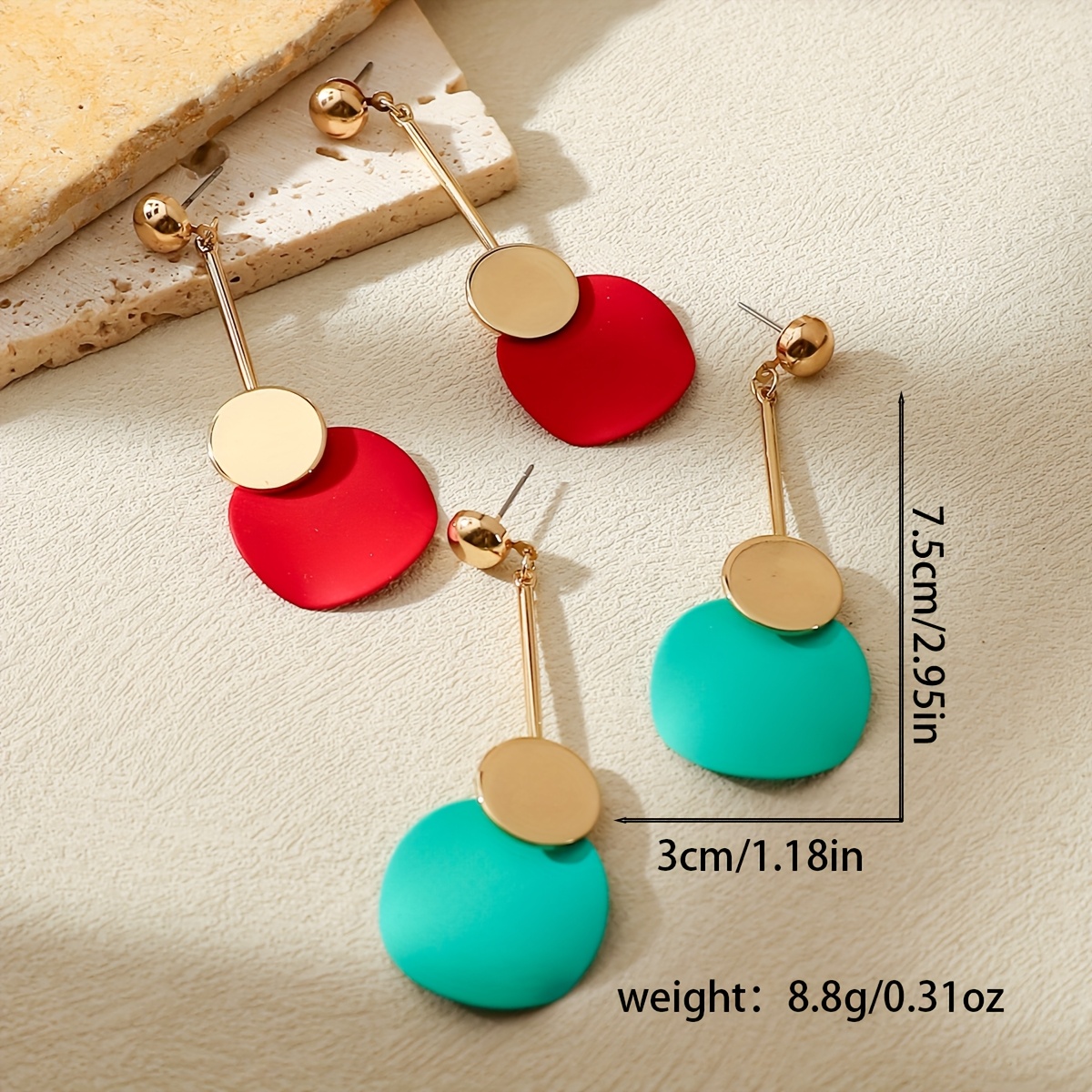 Geometric Long Circular Metal Earrings, Stylish Gift