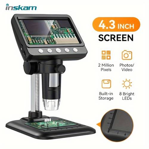 7inch 4 3inch 1200 digital microscope magnifier 8 realistic image capture for education and research computer compatible detailed exploration coin soldering without remote control
