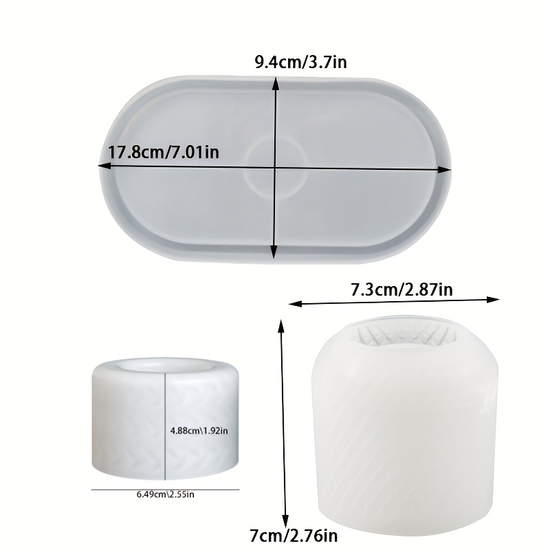 E-shop 3er Set Silikonformen Oval Tablett Form Gittermuster Schmuckkästchen Bindfaden Kerzenhalter Form Epoxidharz Form Gips Ton Harz Silikonform