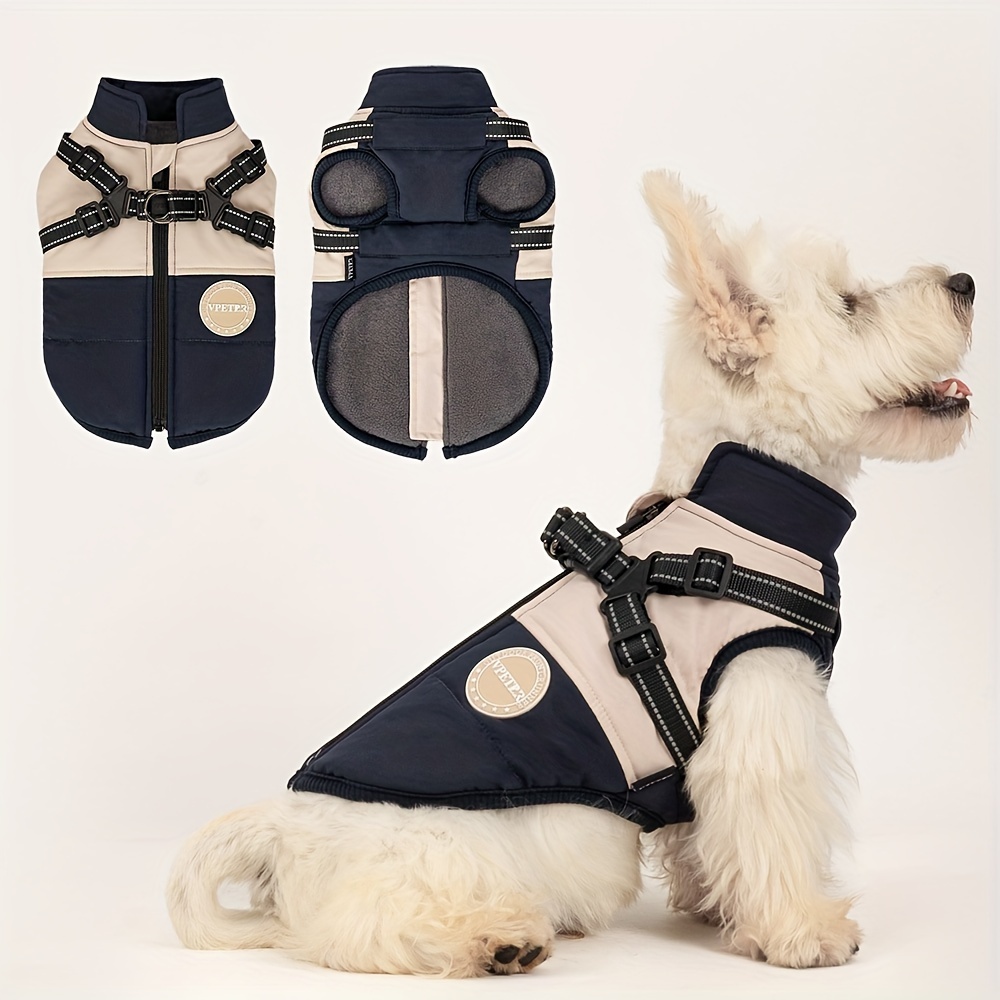 

1pc Reflective Fleece Dog , - Pet , Outerwear Breeds, Polyester Filled, , Suitable For Small To - &