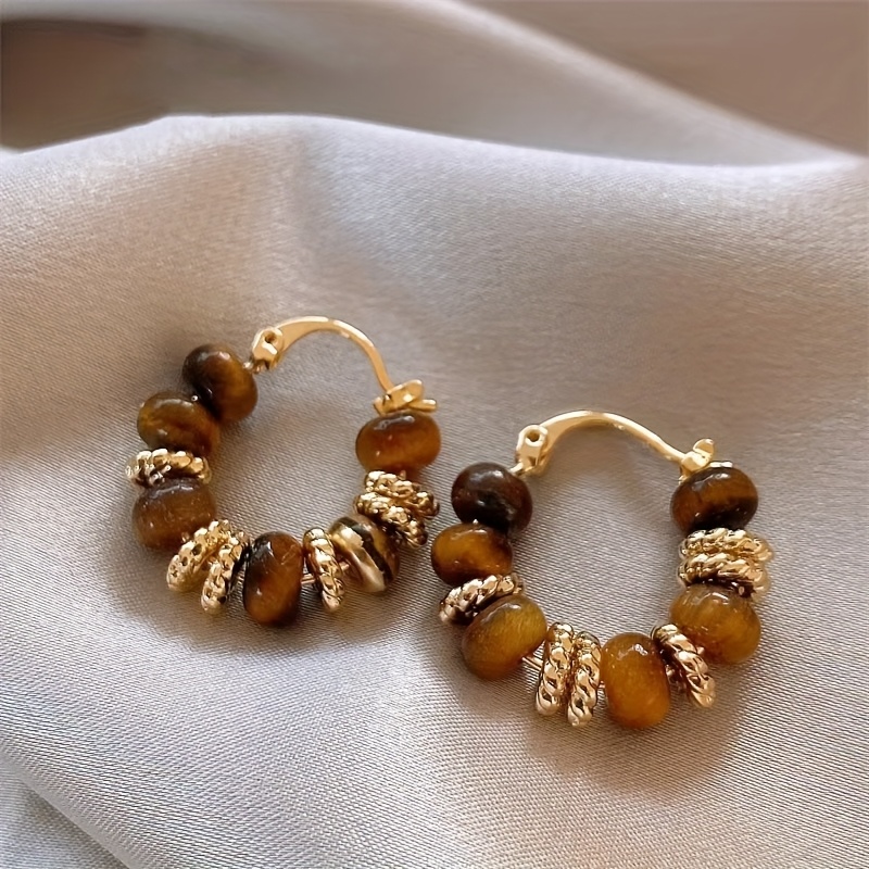 TEMU Milk Tea Colored Coffee Colored Droplet Geometric Resin Earrings With Fashionable Temperament, Light Luxury And High-end Earrings For Women