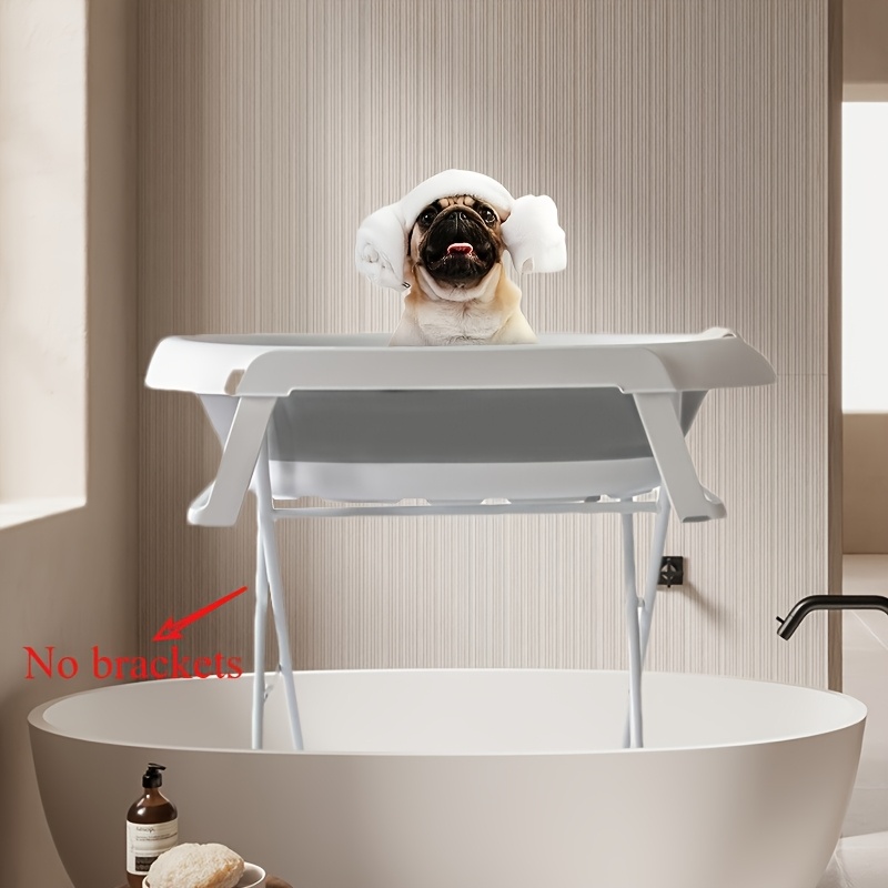 Elevated Dog Bathtub, 5 Height Adjustable Portable Dog Wash Station Small Large Pets Foldable Bathing Tub Storage Anti Slip Design Gray