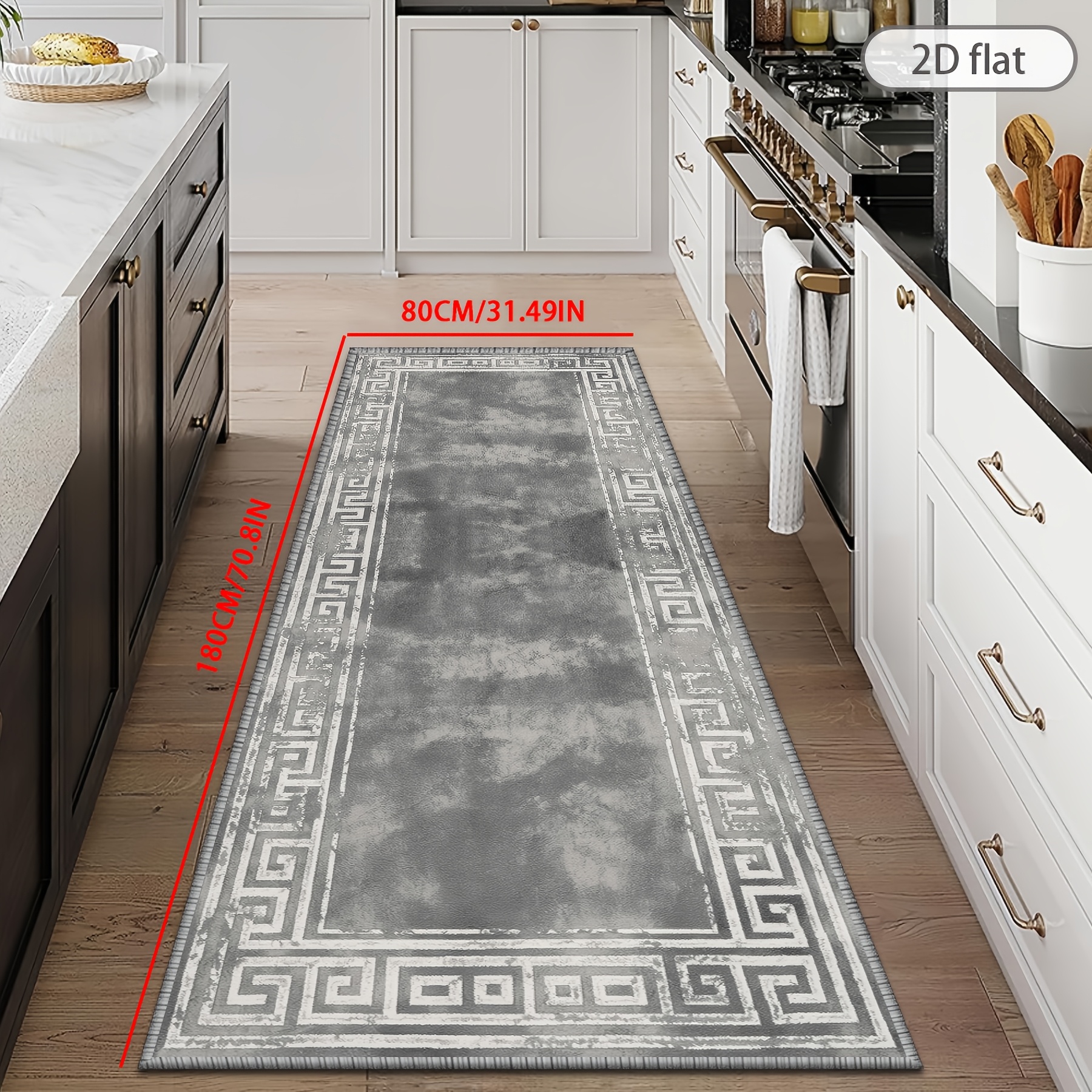 TEMU Golden Diamond Velvet 1pc, Minimalist Chinese Gray Runner Rug, Living Room Sofa Accent Mat, Ns Style Chinese Style Combined Leisure Mat, Bay