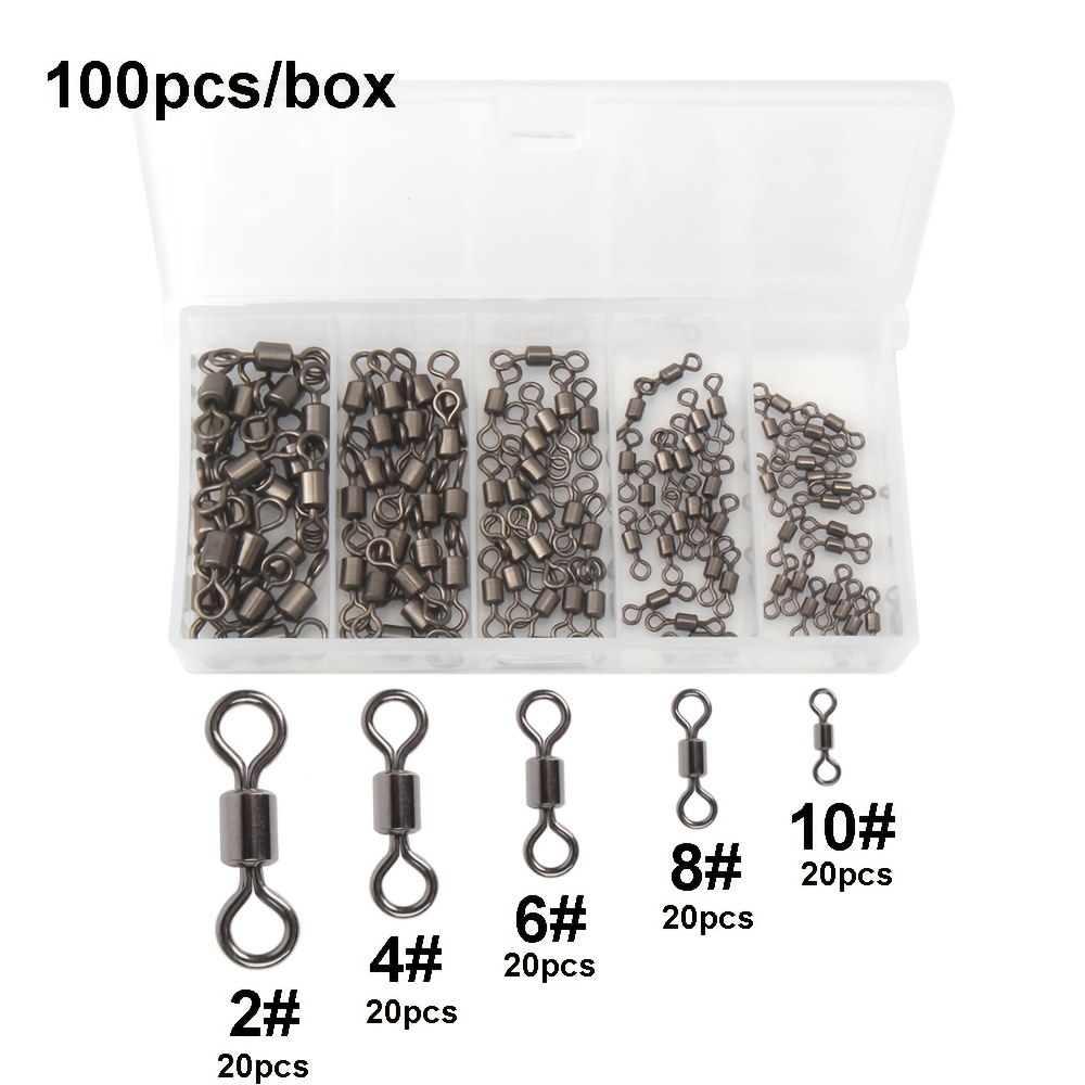 Image of 100pcs/-10# Fishing Swivel Metal Solid Connector Ball Bearing Snap Fishing Rolling Lure Solid Ring Tackle