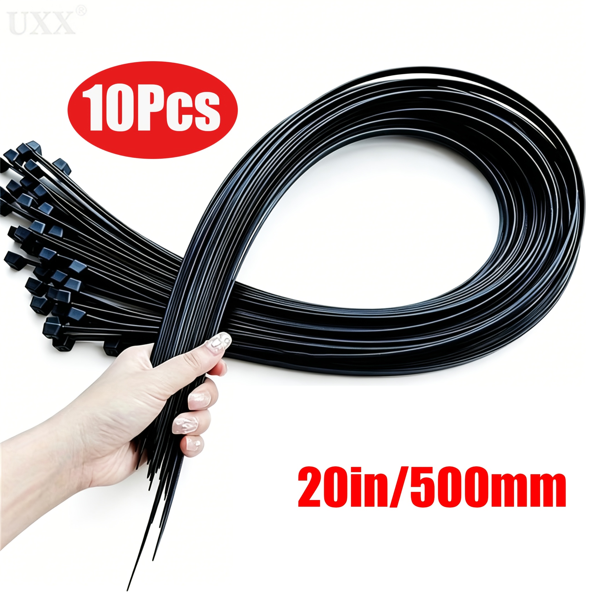 TEMU 10 de serrage noirs en nylon durable, 500 mm de taille, structure , antidérapante, résistant aux rayures, résistant aux hautes et basses