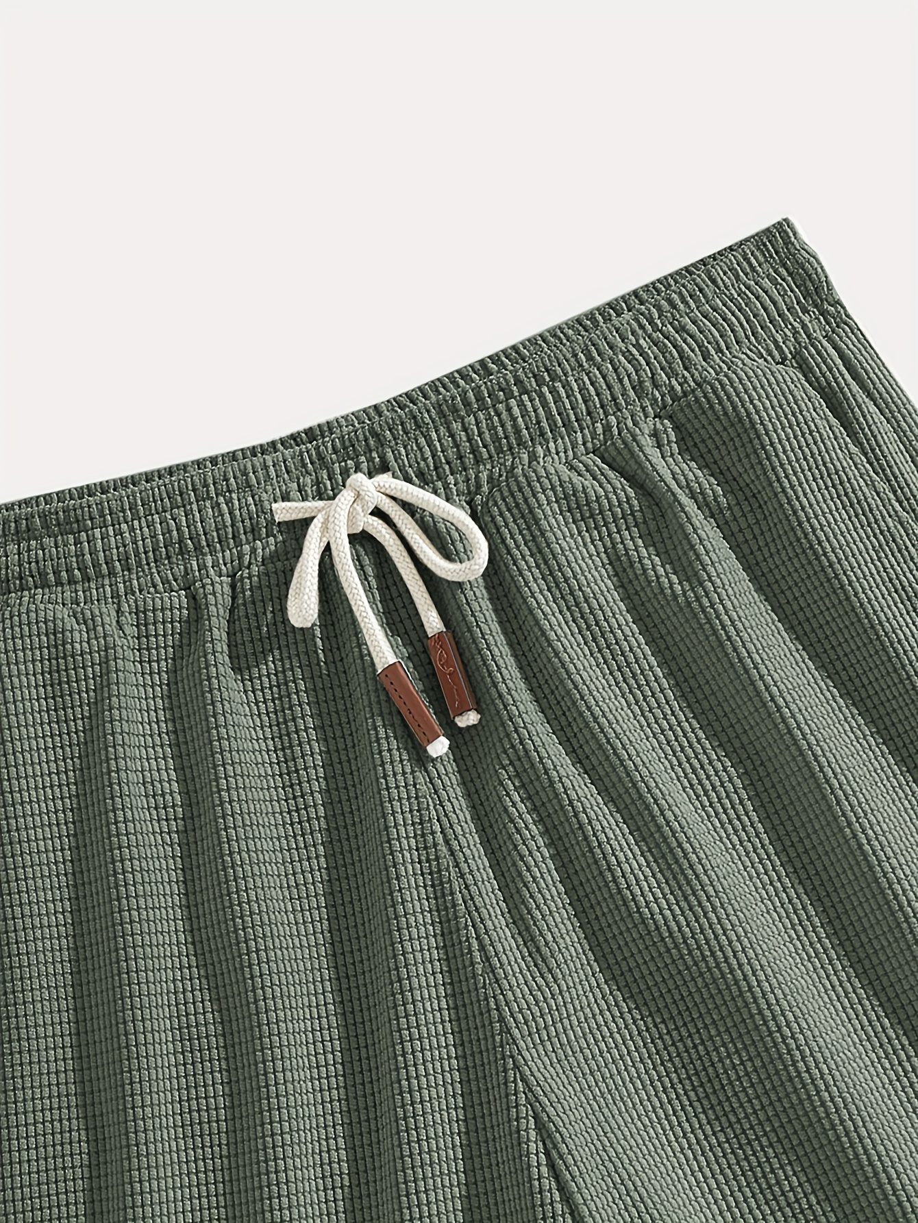 mens textured   casual shorts essential for   green 3