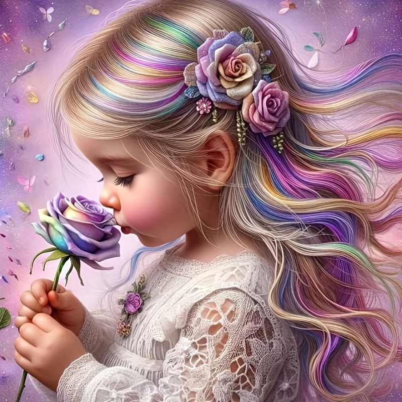 

Colorful Hair Little Girl 5d Diamond Painting Kit, 7.8x7.8 Inch Full Round Drill Art Craft, Mosaic Wall Decor, Perfect Spring Graduation Handmade Gift