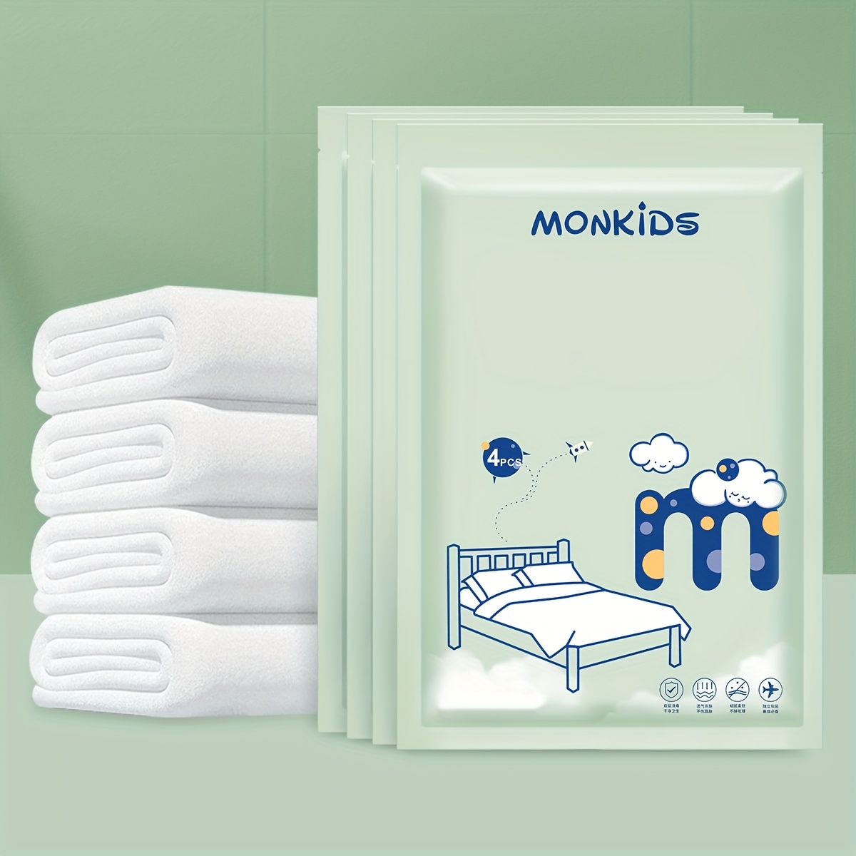 Image of 3pcs/4pcs Disposable Travel Set, Includes Pillowcase, Bed Sheet, Quilt Cover, Hotel, Camping And Outdoor Adventure Hygiene Supplies, Portable, Lightweight, Comfortable And Breathable