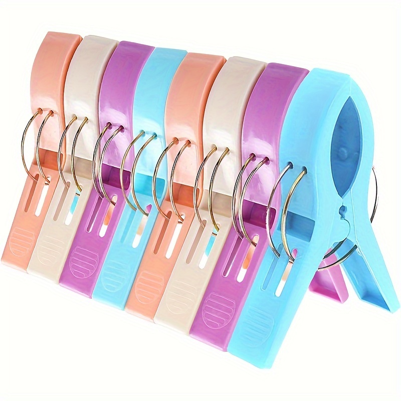 

4pcs Beach Towel Clip, Beach Chair Clip, Summer Beach Travel Portable Supplies, Plastic Clothes Quilt Drying Clamp, Hanging Clothes Peg For Clothesline Pole