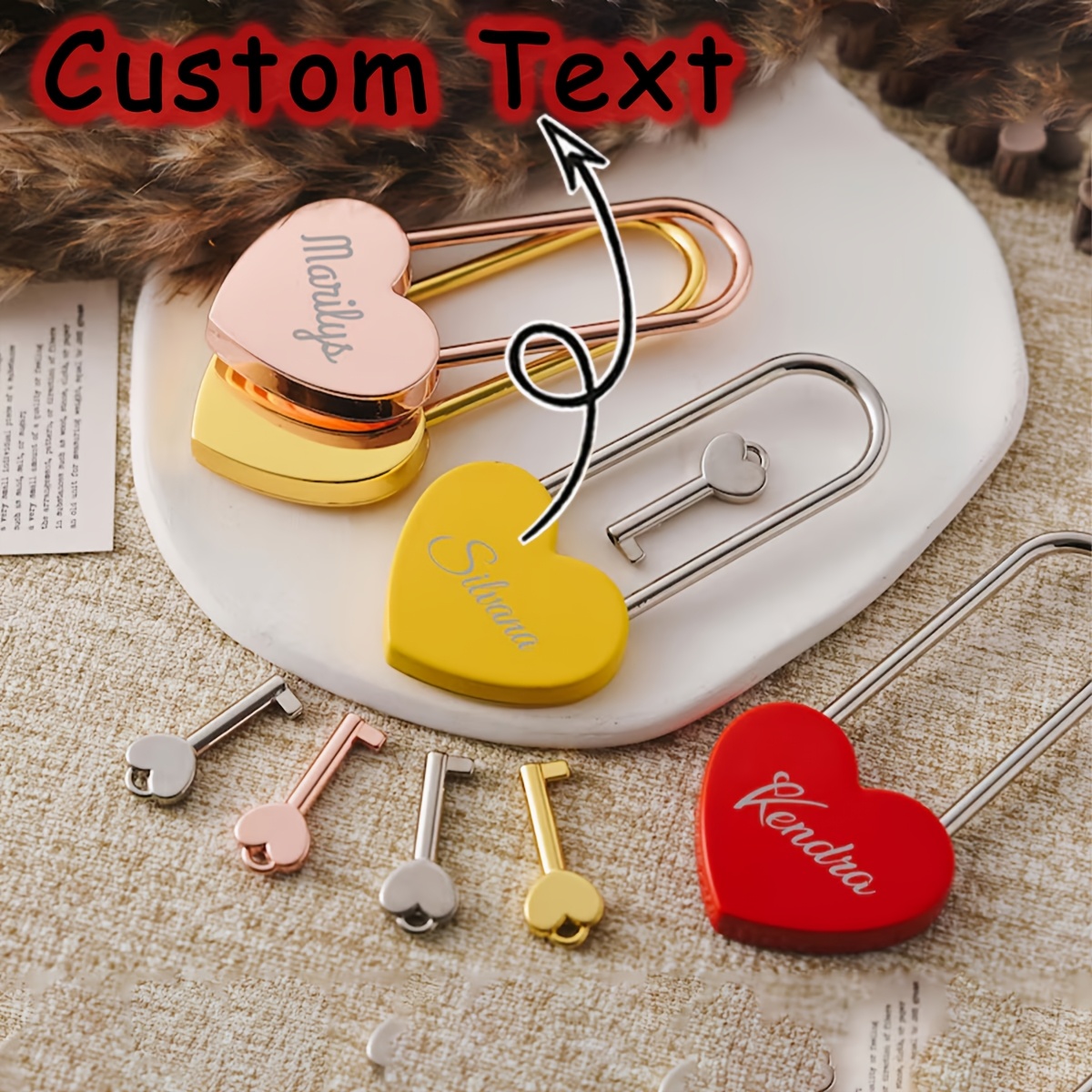 Custom Engraved Heart-Shaped Chain Padlock