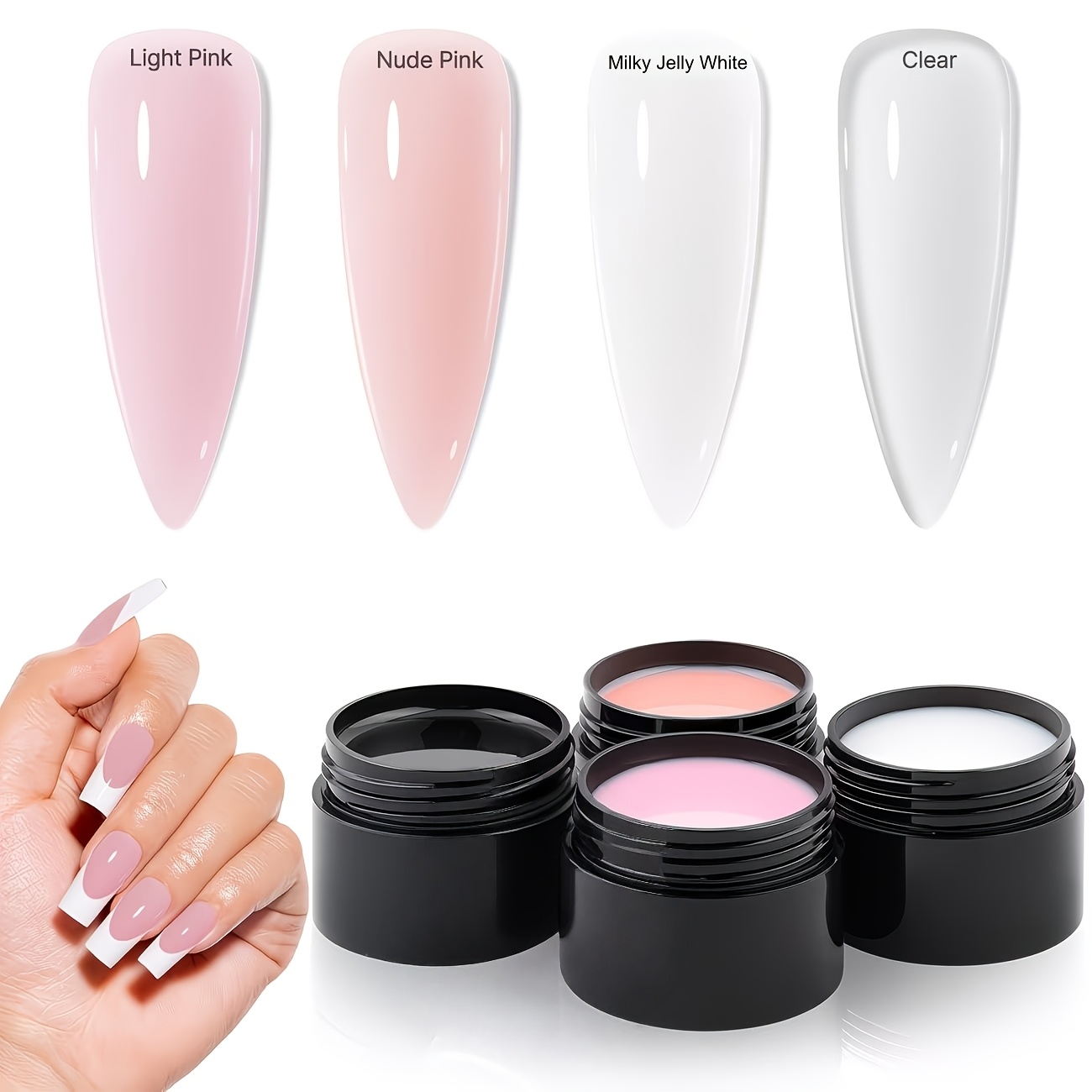 Image of For Nail Art Gel Building Gel Kit, 7-in-1 Hard For Nail Extension Polygel 4-color Set 30g X 4, For Nail Tip Shaping And Thickening For Nail Salon And Home Use