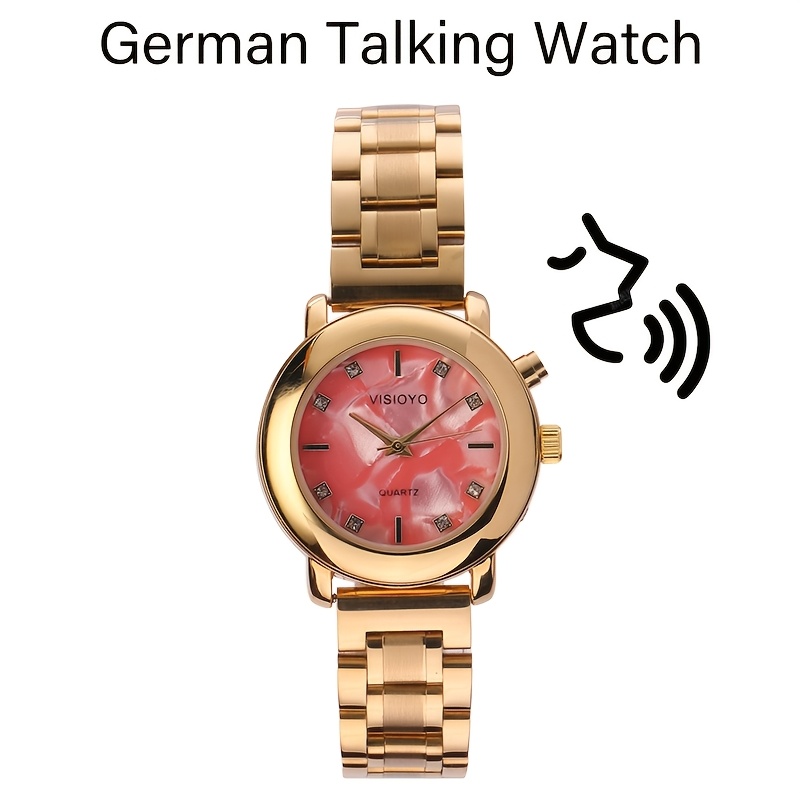 Image of English, German, French, Talking Ladies' Watch, One-button Time Announcement, Chime, Alarm Function - An Ideal Gift For The Blind, The Elderly, And With Visual Impairments (3 Language Options)