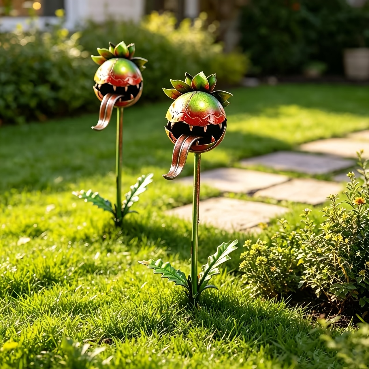 TEMU [3d] 2pcs Single Headed For Man Eating Flower, Outdoor Accessories, Halloween Outdoor Decorations, Decor, Suitable For Courtyard Lawns, Gardens,