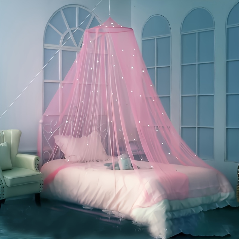 

1pc Mosquito Net , 100% Polyester Knitted Fabric, Hand Washable, Includes Steel Wire Bracket, Round , 180-200gsm Weight, No Electricity Needed