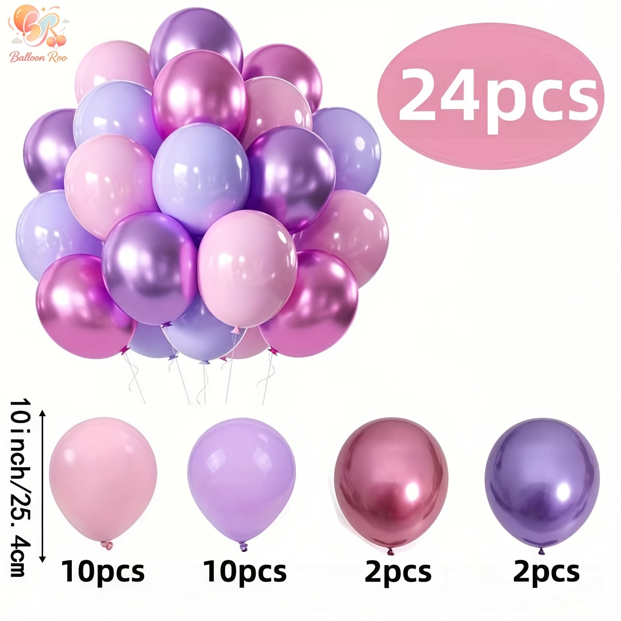 TEMU Juego de 24 globos de látex con polvo metálico, adecuados para fiestas de de niñas, , aniversarios, ceremonias de graduación, aniversarios, Día