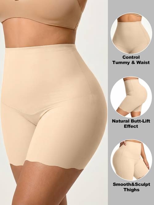1pc of womens plus size seamless high waisted shaping shorts soft and comfortable breathable underwear with a