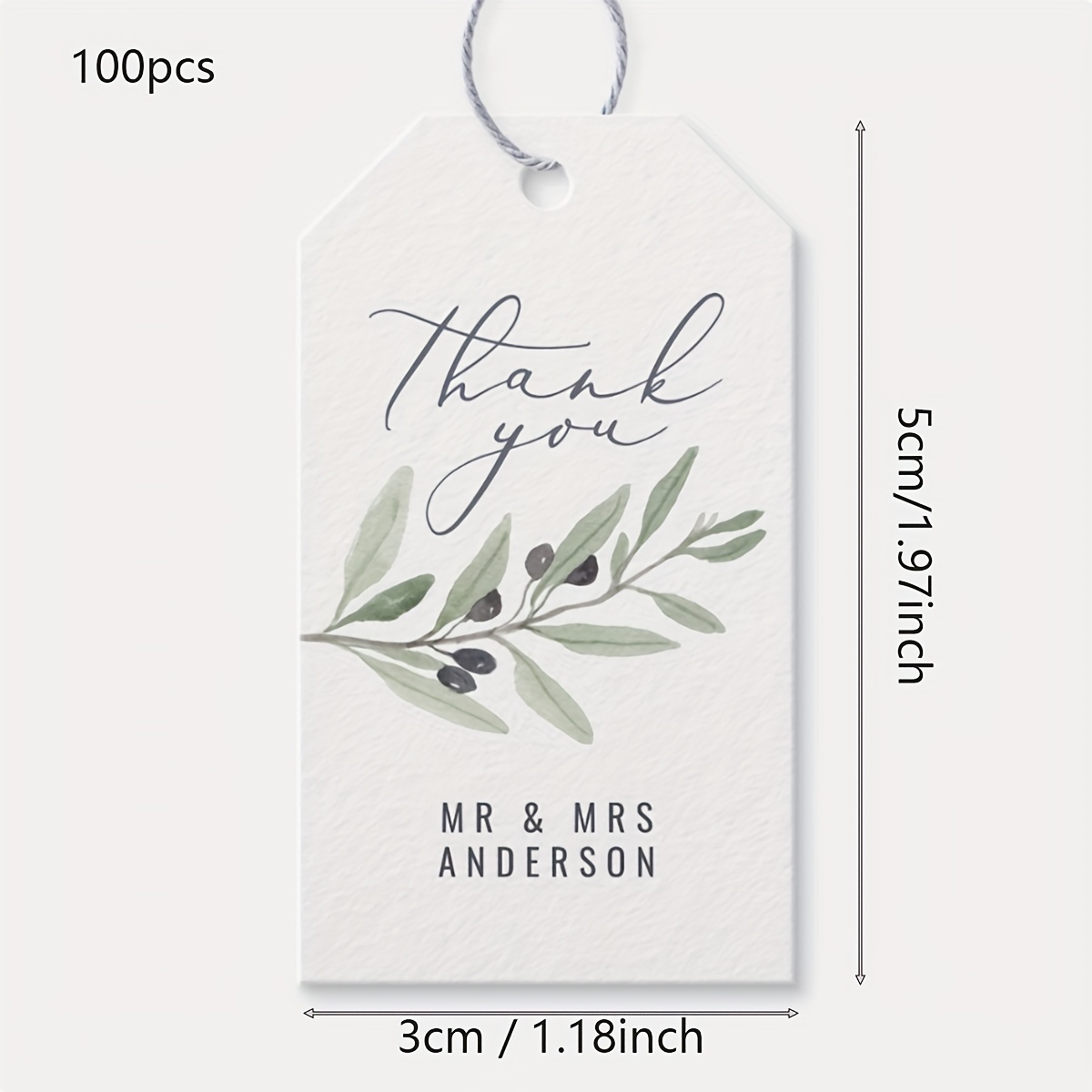 TEMU 100pcs Custom Delicate Wedding Welcome Gift Tags Emerald Greenery Wedding Welcome Gift Tags Custom Wedding Favor Tags, Custom Personalized Thank