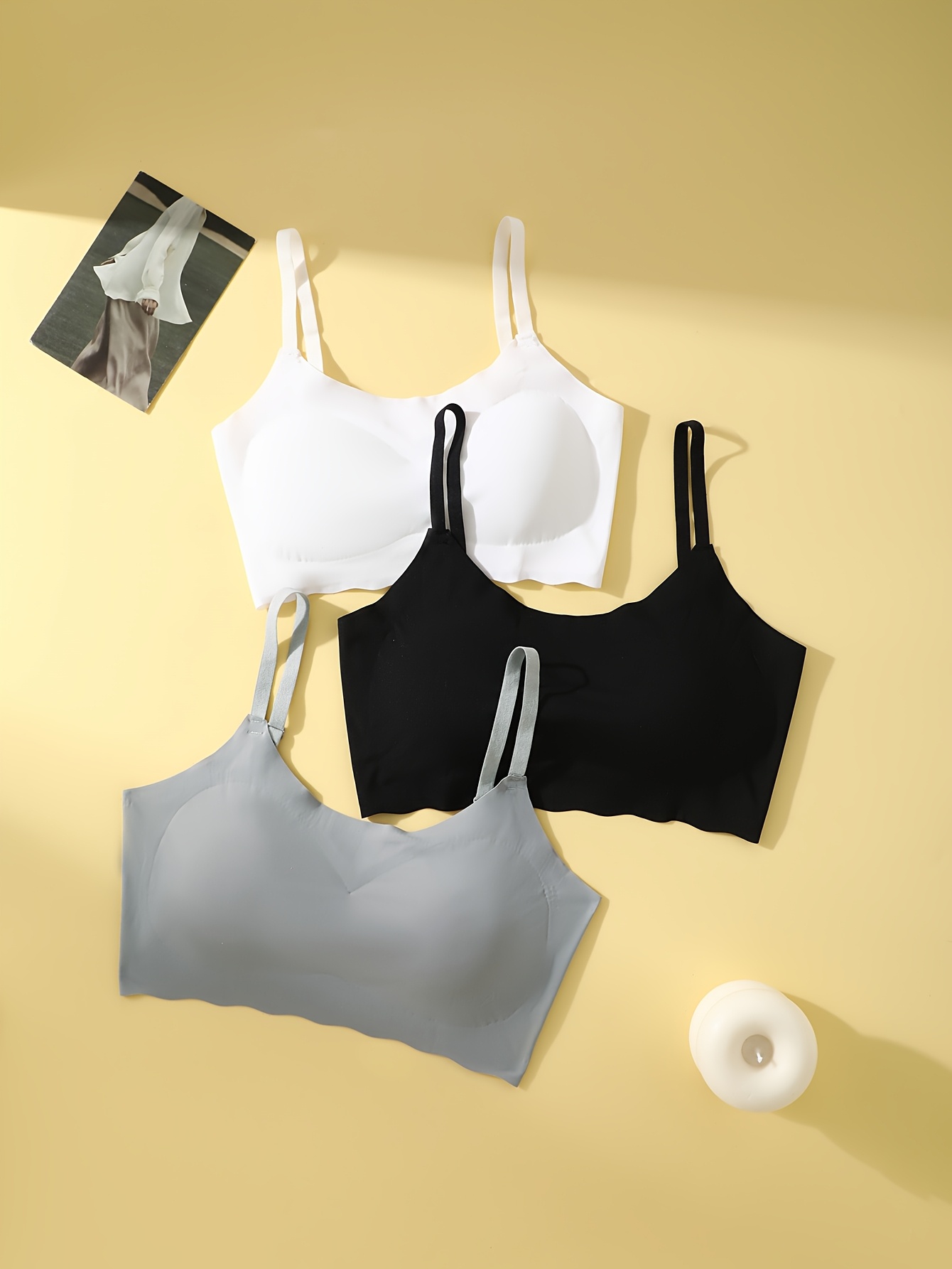 3pcs seamless solid color bras removable pads non Temu Pakistan