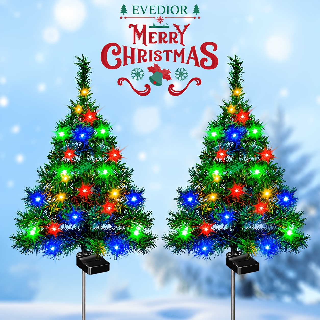 TEMU 2 Sets Of Solar Christmas Tree Lights Are Used For Outdoor Christmas Decorations. The Solar Pre-lit Small Christmas Trees Are Used For Outdoor ,