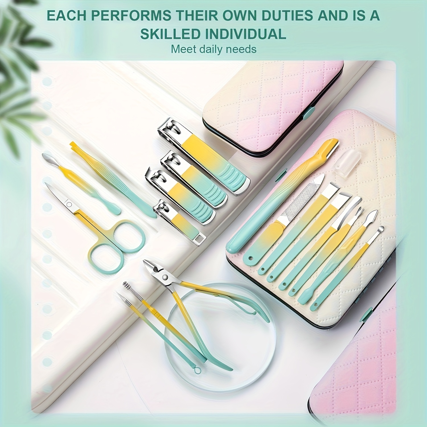 TEMU Manicure Set Nail Clipper Set Men Women Toe Finger Nail Clipper Personal Care Tools With Portable Travel Case Manicure Pedicure Tools Grooming Kit Gift For Men Women Wife (gradient Color)