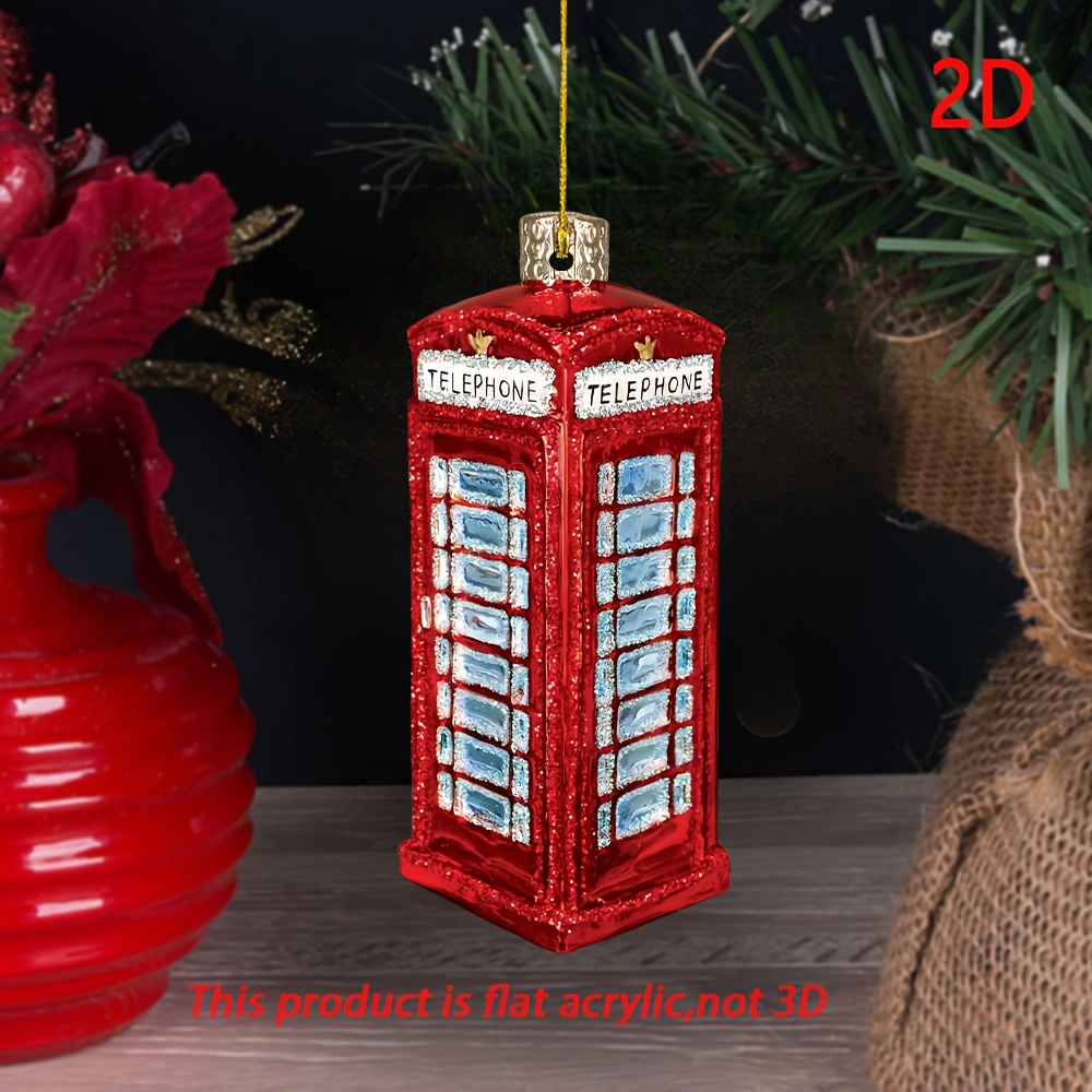 

1pc 2d Acrylic Christmas Ornaments: City, Place And Christmas Tree Ornaments, British Telephone Boxes Decorations, Christmas Acrylic Decorations, Christmas Gifts