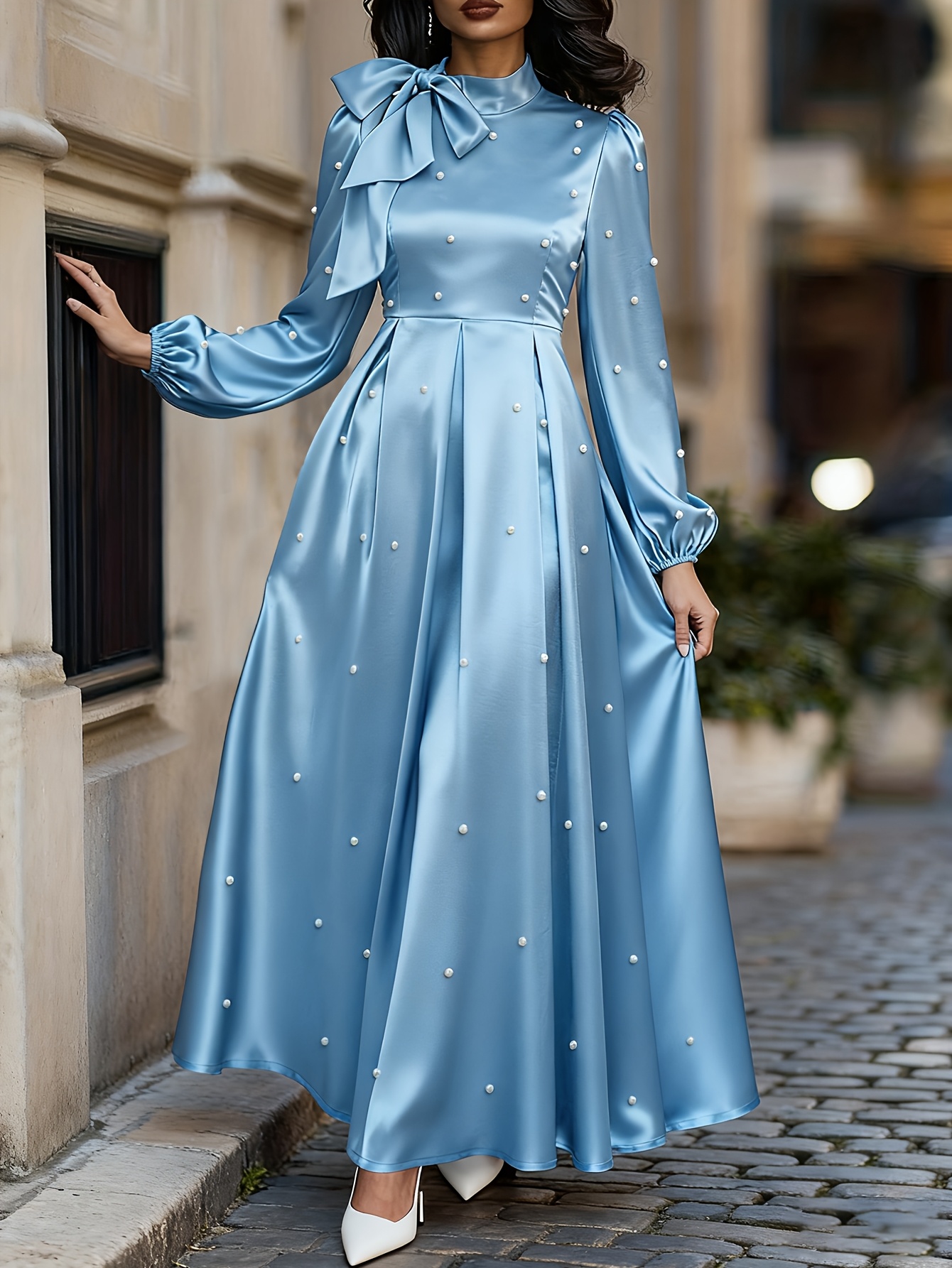 slim fit dress slacks Long Sleeve Flowy Dress Emerald Green / XL main image 0