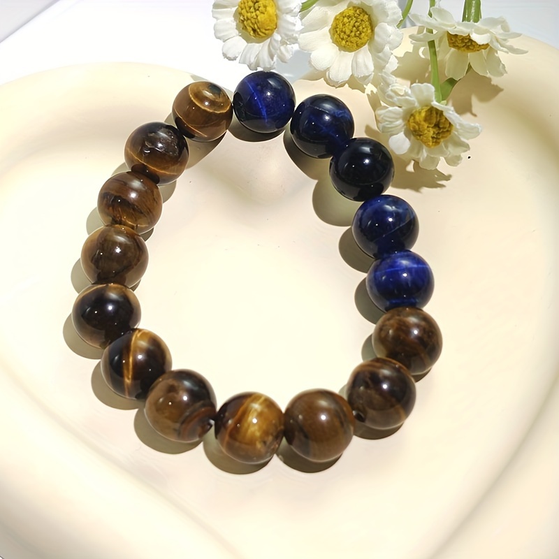 12mm South African 5a Natural Tiger's Eye Stone Bracelet For Men And ...