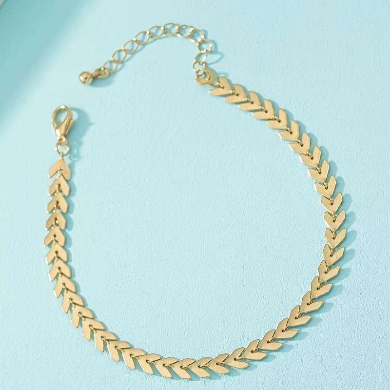 Summer Elegant Ladies' Golden Stainless Chain, Versatile Ankle Chain For Leisure Vacation