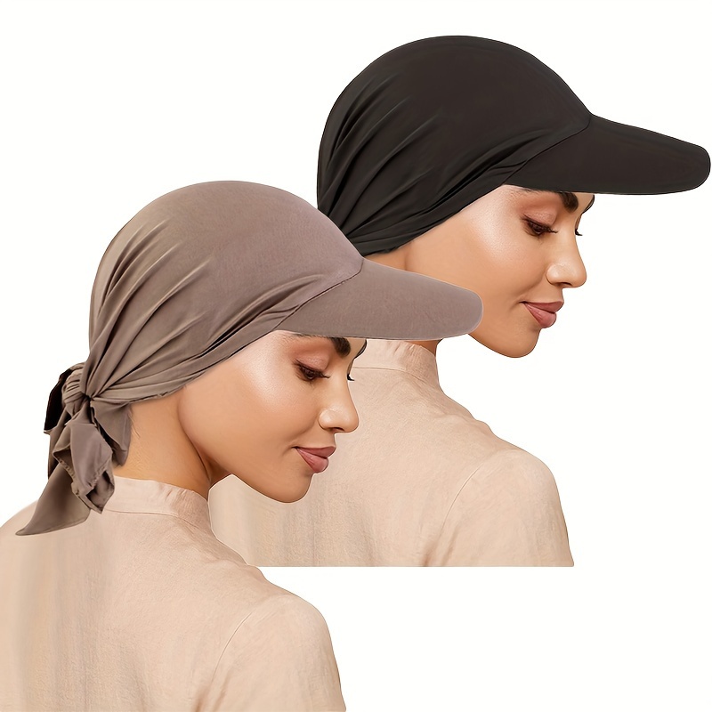 2pcs set brim baseball cap turban scarf hat tie up baseball cap ribbon sun hat