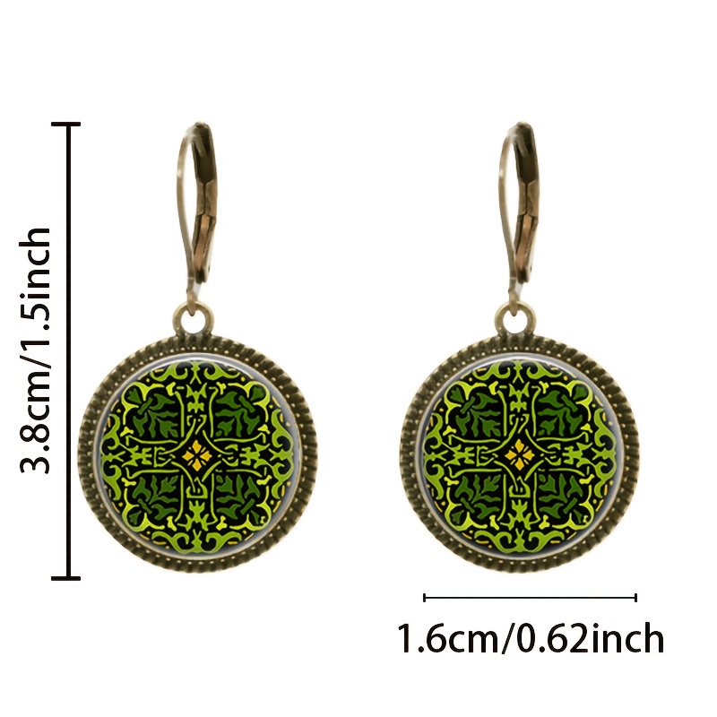 2pc Cyan Floral Design Pendant Earrings Set