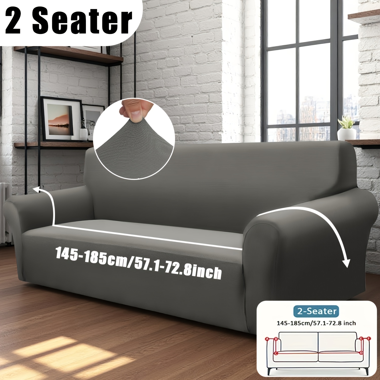 TEMU Elastic Classic Stretch Sofa Cover, Made Of Fabric, Slipcover With Grip, Machine Washable, Of Polyester And Spandex, Suitable For Armchairs To