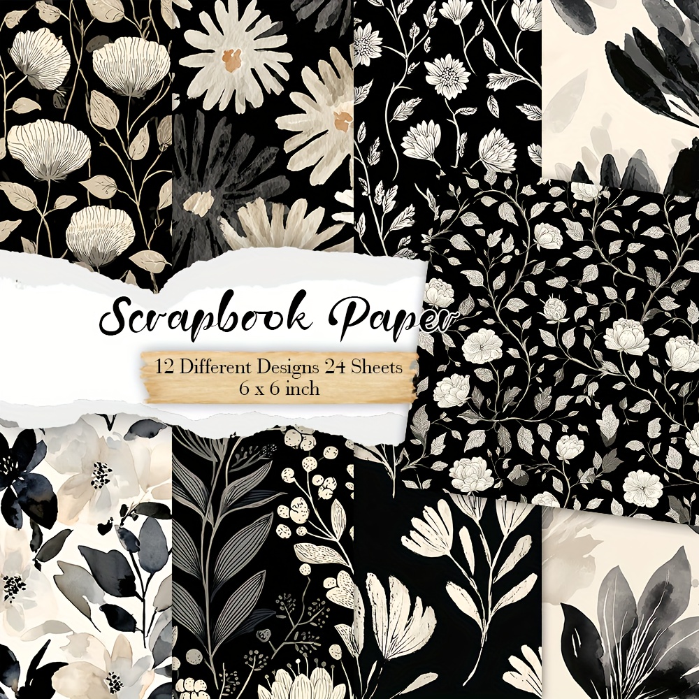 TEMU 24 Sheets Paper, 6× 6'', Diary And Journaling Supplies, Background For Albums & Diy Crafts, Card Making Decorative Straight Material - With