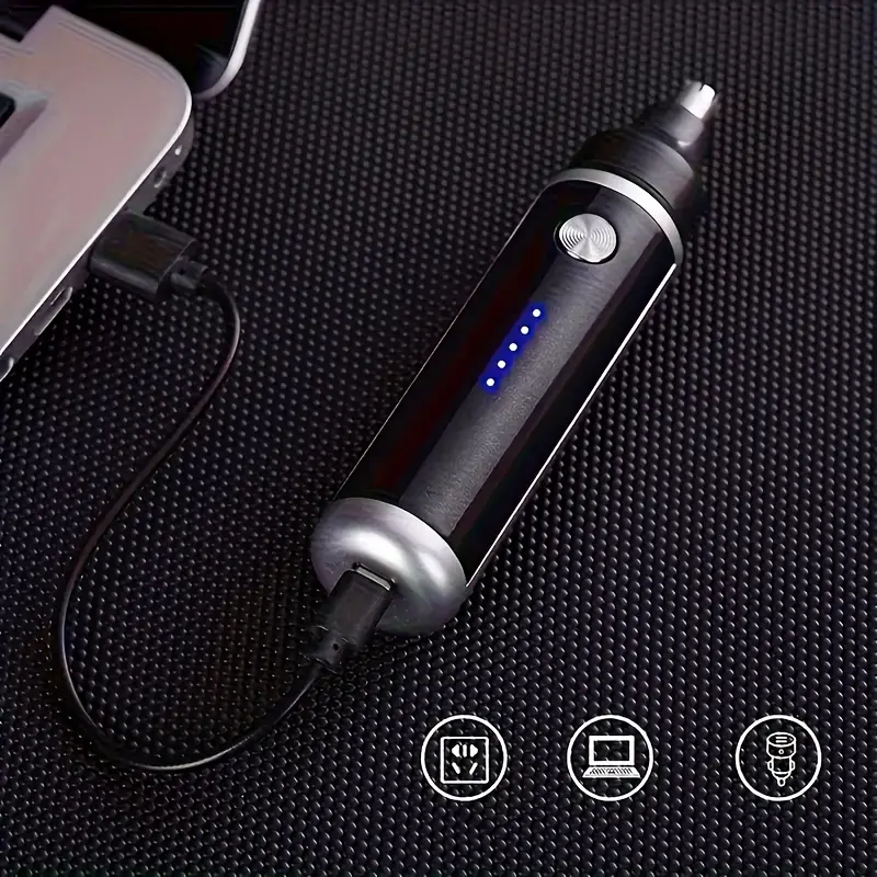 feiyba electric nose hair trimmer fast charging usb c charging powerful motor   with blue led lightedtrimming head usb powered grooming clipper for men women nose eyebrows facial hair compact travel   durable construction eyebrow shaver sleek device rechargeable lithium battery Product details 6