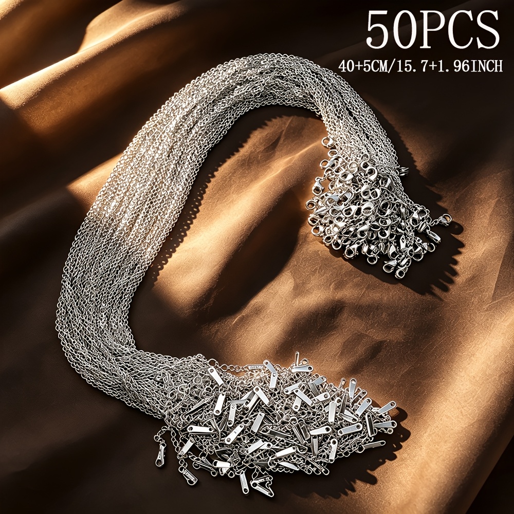 TEMU Confezione da 50 pz Collana a Testa Phillips in Acciaio Inossidabile da 1,5 mm, Lunghezza Catena 40/45+5 cm, Collana Stile Fai da Te